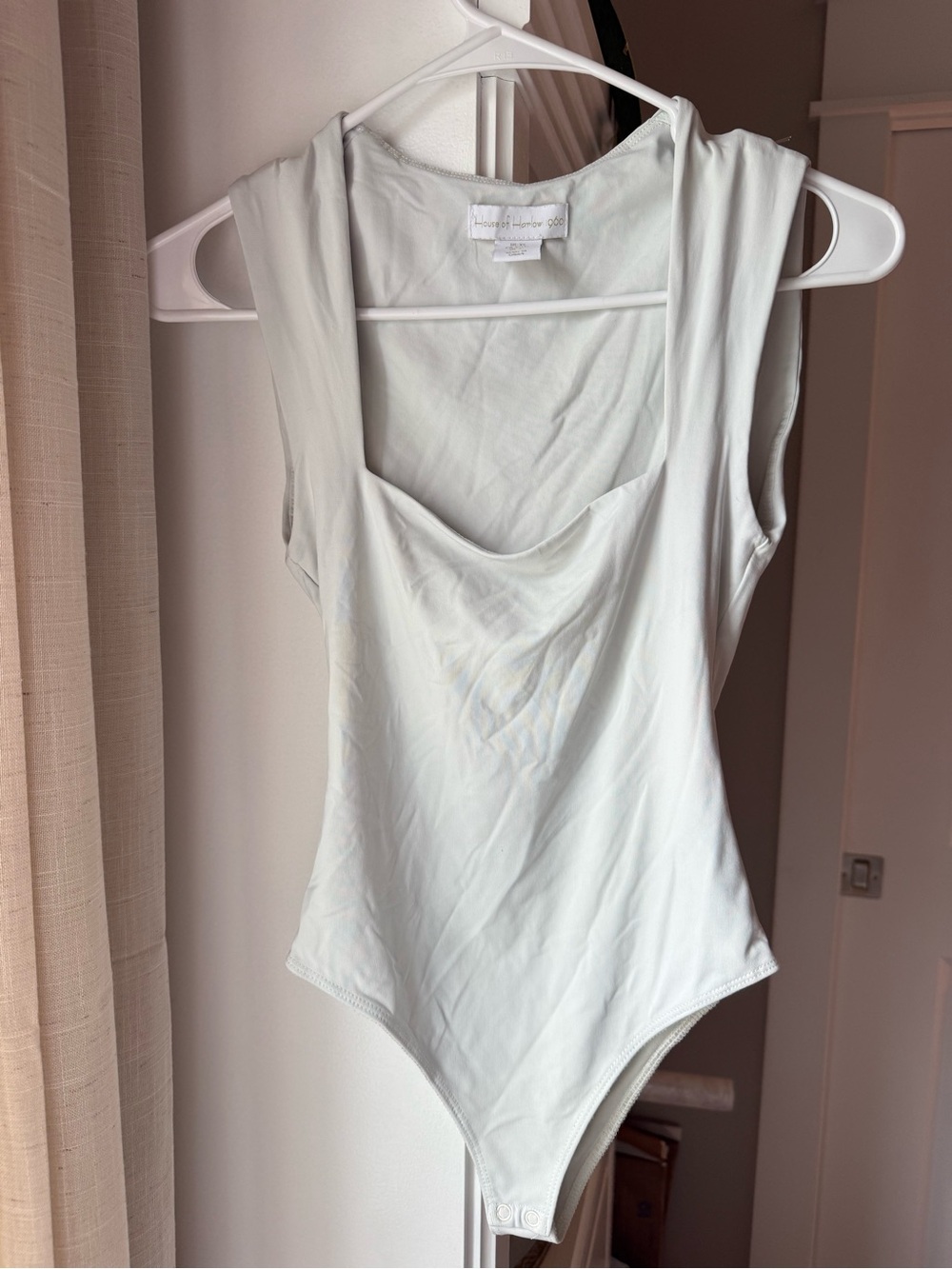 House of Harlow 1960 White Sleeveless Bodysuit XS Square Neck Minimalist